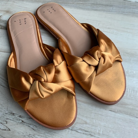 a new day Shoes - a new day Gold Bow Slide Sandals Size 8.5